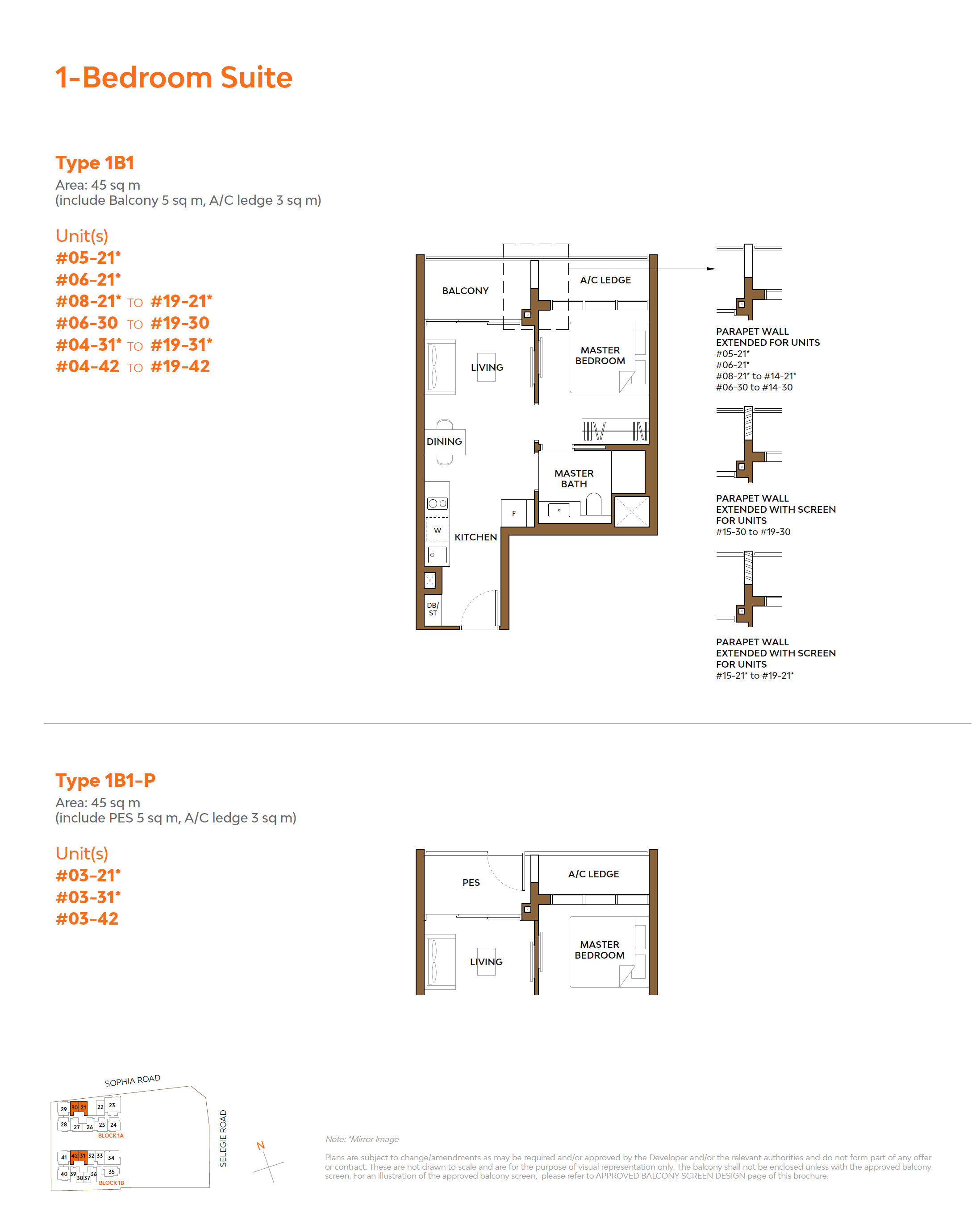 The Collective At One Sophia 1 Bedroom Floor Plan 1